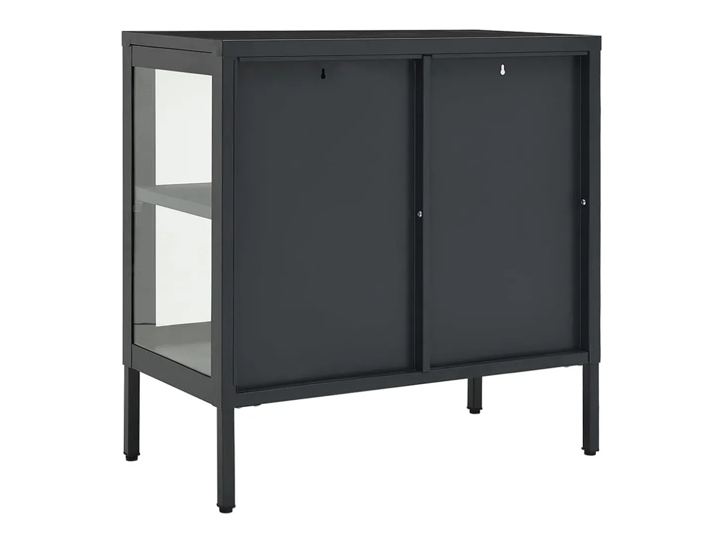 Aparador Antracita 70x35x70 cm Acero y cristal