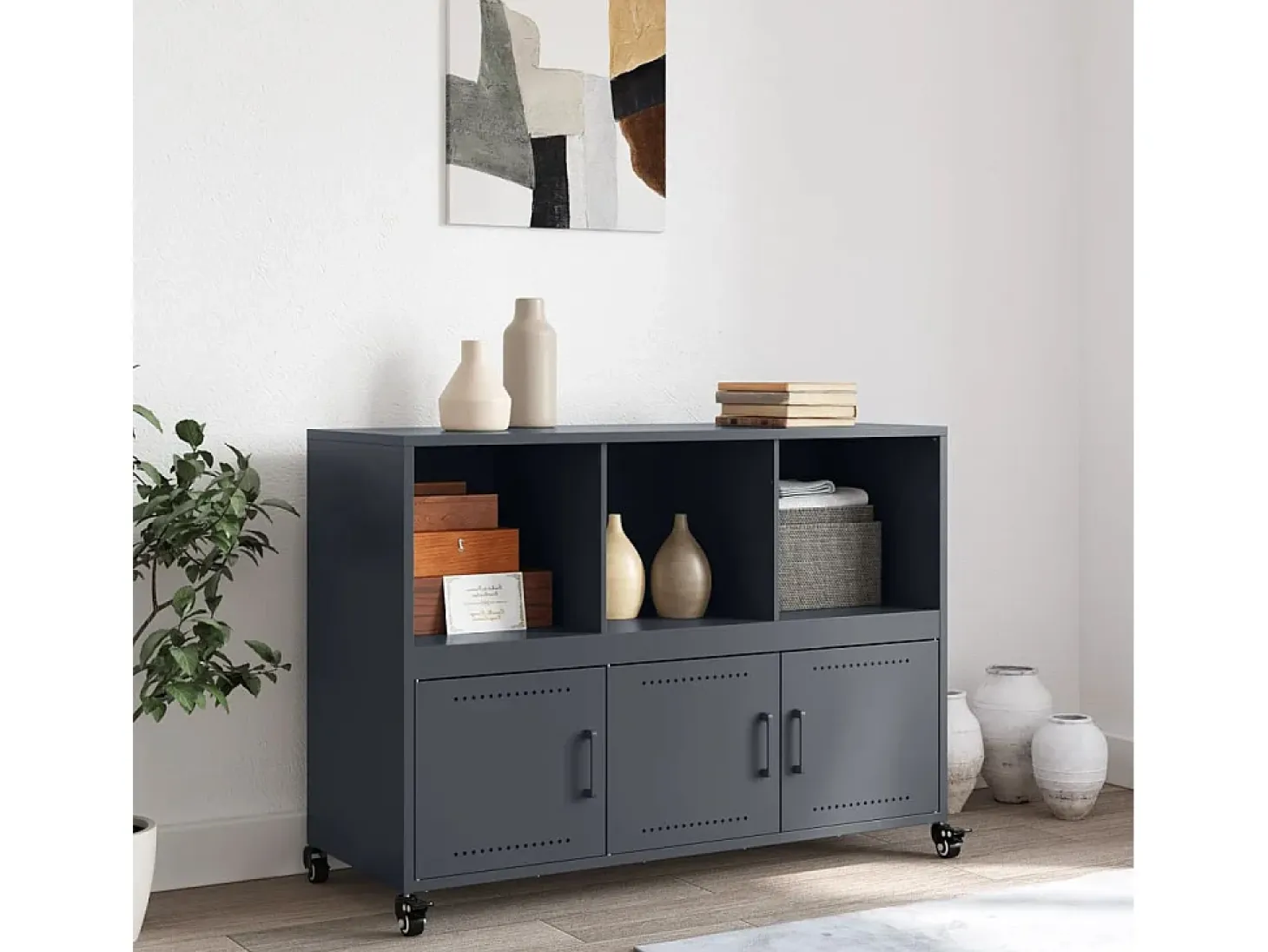 Aparador antracita 100,5x39x72 cm acero