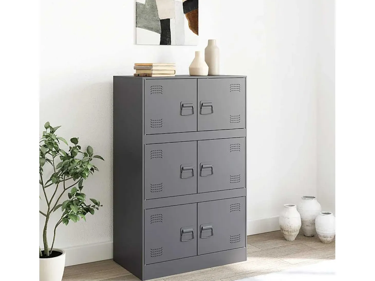 Aparador antracita 67x39x107 cm acero