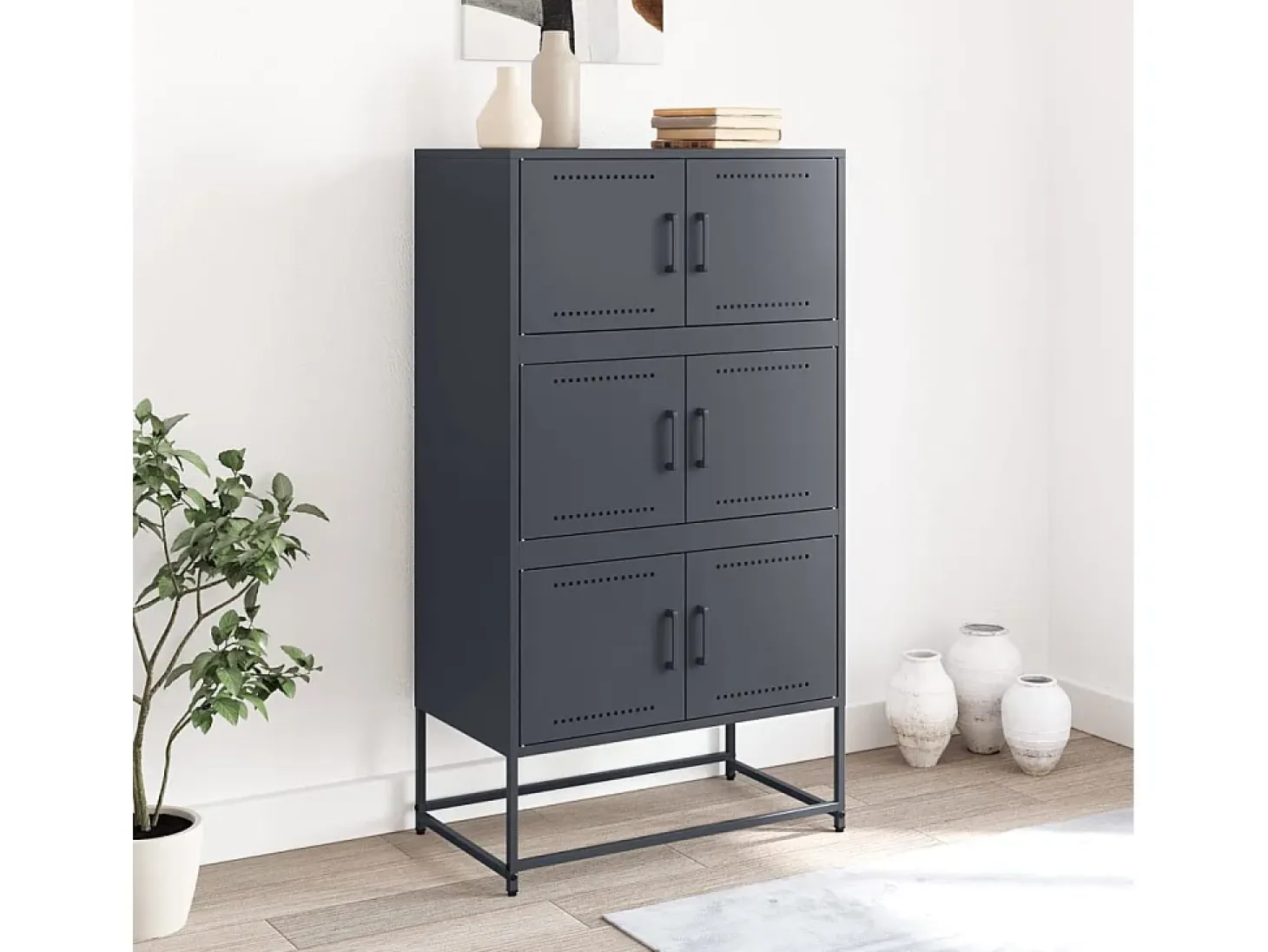 Aparador antracita 68,5x38,5x123,5 cm acero