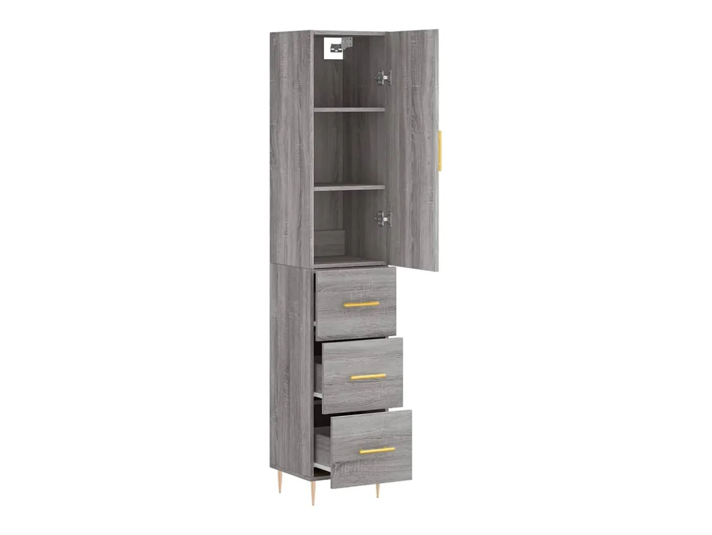 Aparador aparador cómoda armario mueble organizador cocina salón salón alto Sonoma 34,5 x 34 x 180 cm madera contrachapada gris 02_0035303