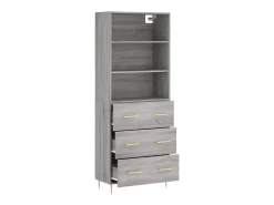 Aparador aparador cómoda armario mueble organizador cocina salón salón alto Sonoma 69,5 x 34 x 180 cm madera contrachapada gris 02_0035604