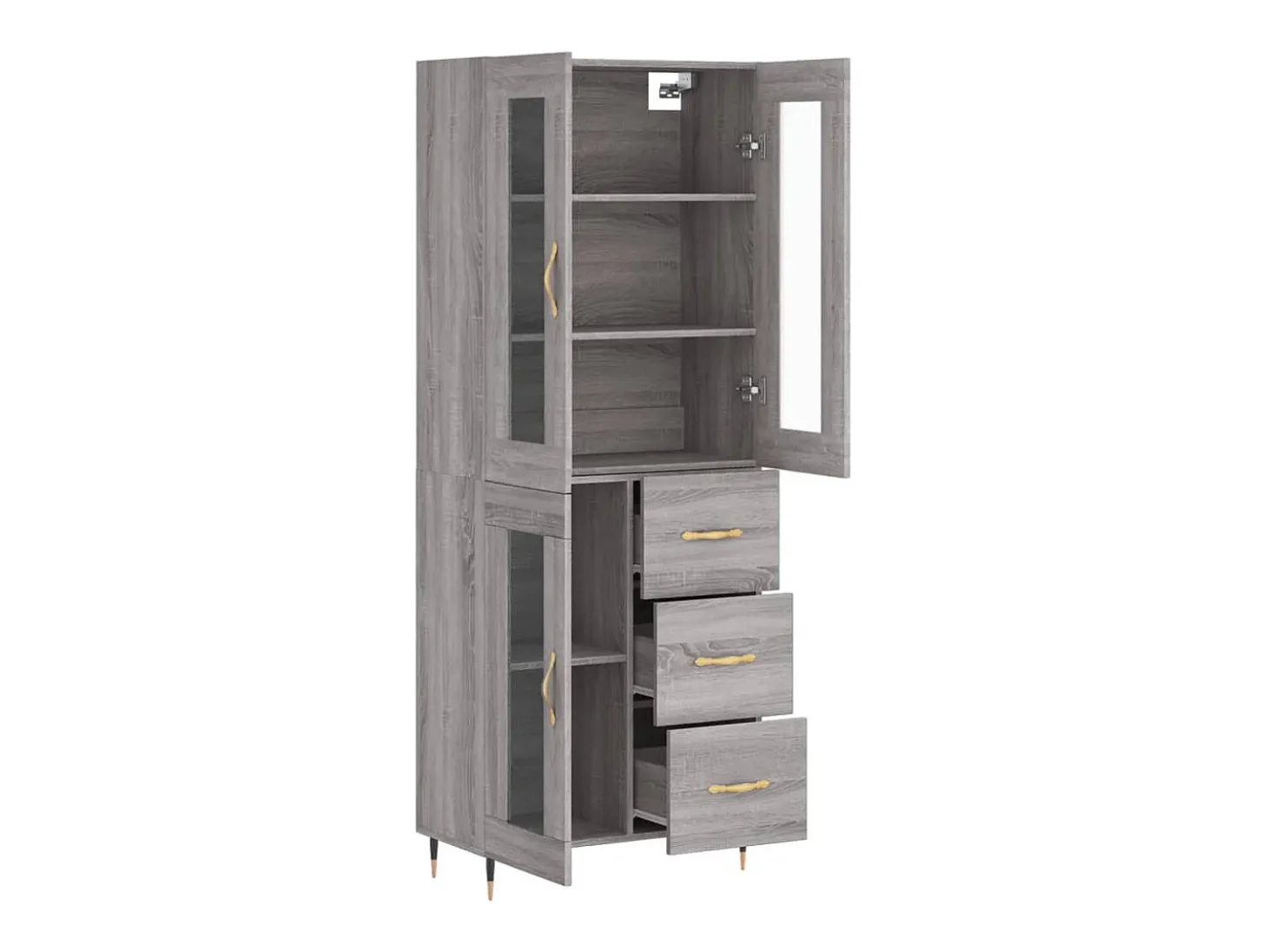 Aparador aparador cómoda armario mueble organizador cocina salón salón alto Sonoma 69,5 x 34 x 180 cm madera contrachapada gris 02_0035611