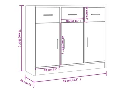 Aparador aparador cómoda armario unidad de almacenamiento organizador cocina salón salón Sonoma 91 x 28 x 75 cm madera contrachapada marrón 02_0031737