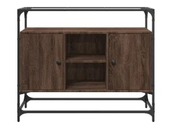Aparador Aparador Cómoda Gabinete Unidad de Almacenamiento Organizador Cocina Sala de Estar con Tapa de Vidrio Madera de Ingeniería Marrón 02_0029765