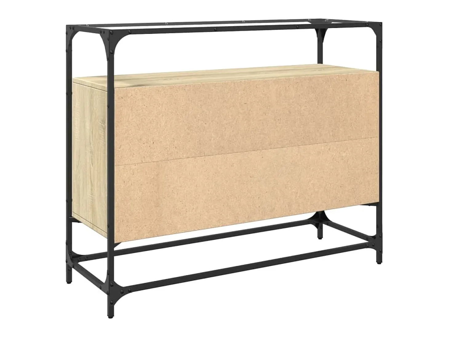 Aparador Aparador Cómoda Gabinete Organizador de Almacenamiento Cocina Sala de Estar con Tapa de Vidrio Madera de ingeniería Sonoma Marrón 02_0029766