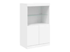 Aparador Aparador Cómoda Gabinete Unidad de Almacenamiento Organizador Cocina Sala de Estar con Luces LED 3 Piezas Madera de Ingeniería Blanca 02_0037195