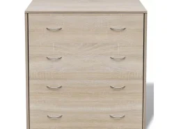 Aparador aparador consola mueble mueble de almacenamiento con 4 cajones 71 cm color roble marrón 4402121