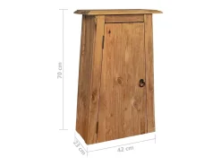 Aparador aparador mueble consola mueble de almacenamiento lateral de baño pino macizo reciclado 70 cm marrón 4402225