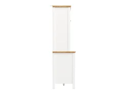 Aparador, armario alto con iluminación LED, 120x40x179 cm, 4 puertas y 3 cajones, blanco