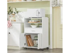 Aparador Auxiliar bajo de Cocina para microondas,con 2 Puertas y 1 cajón,L59 cm x P40 cm x H92 cm,FSB09-W SoBuy ES