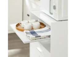 Aparador Auxiliar bajo de Cocina para microondas,con 2 Puertas y 1 cajón,L59 cm x P40 cm x H92 cm,FSB09-W SoBuy ES