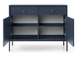 Aparador azul marino, 103,5 x 83 x 39 cm, patas negras
