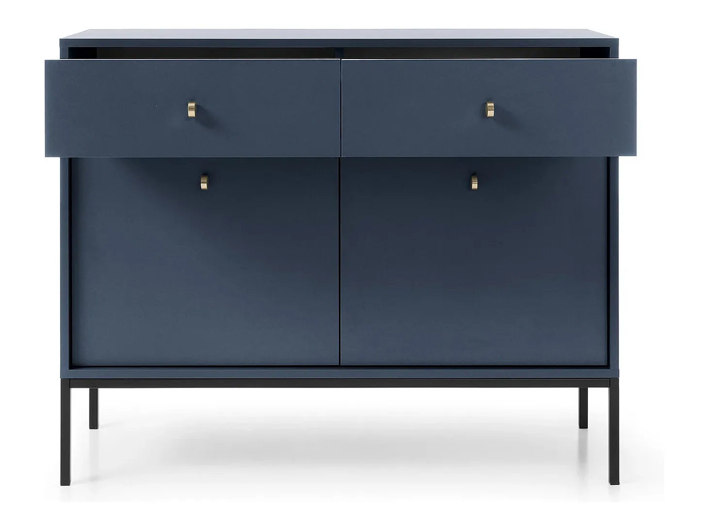 Aparador azul marino, 103,5 x 83 x 39 cm, patas negras