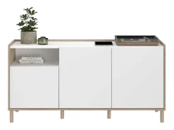 Aparador Azzaro roble japonés/blanco para comedor 150x75x40 cm