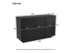 Aparador bajo 3 puertas - 120 x 70 x 75 cm - LEDs - Tapa efecto mármol - Madera MDF - Negro