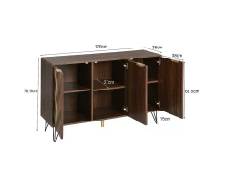 Aparador bajo 3 puertas - para cocina salón - madera y metal - estilo vintage - marrón