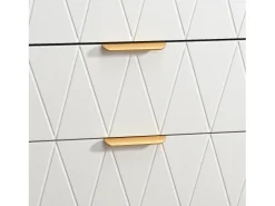 Aparador bajo con 6 cajones - Cómoda - Madera MDF y metal dorado - 60 x 34 x 90 cm - Blanco