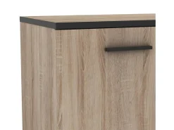 Aparador bajo contemporáneo de roble cepillado y negro mate 161 cm