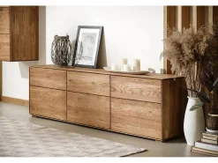 Aparador bajo en madera maciza de roble 3 puertas Inka 172 cm