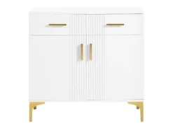 Aparador bajo moderno - 80 x 35 x 79,5 cm - con 2 puertas + 2 cajones - patas metálicas - MDF - blanco