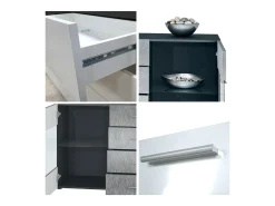 Aparador Bari V1 – Mueble con 2 Puertas Grandes y 4 Cajones, antracita mate/gris de alto brillo (138,5 x 75,5 x 35)