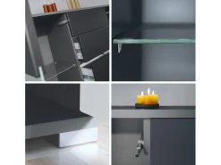 Aparador Bari V1 – Mueble con 2 Puertas Grandes y 4 Cajones, antracita mate/gris de alto brillo (138,5 x 75,5 x 35)