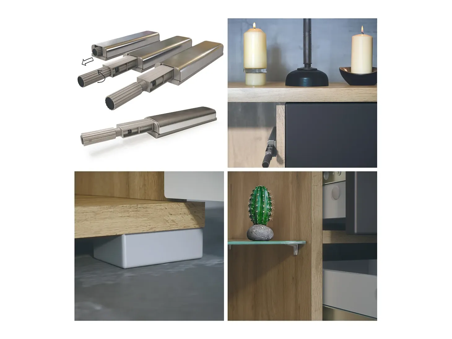 Aparador Bari V2 – Mueble con 2 Puertas Grandes y 4 Cajones, Roble Evoke/blanco de alto brillo (166,5 x 75,5 x 35)