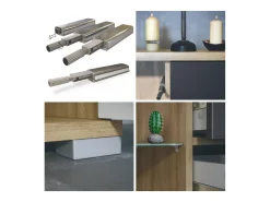 Aparador Bari V1 – Mueble con 2 Puertas Grandes y 4 Cajones, Roble Evoke/grafito satinado (138,5 x 75,5 x 35)