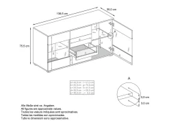 Aparador Bari V1 – Mueble con 2 Puertas Grandes y 4 Cajones, blanco mate/crema de alto brillo (138,5 x 75,5 x 35)