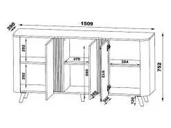 Aparador beige - 3 puertas - 150cm Viali