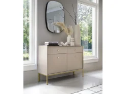 Aparador, beige arena, 103,5 x 83 x 39 cm, patas doradas