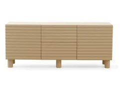 Aparador beige con relieve ondulado en puertas y cajones