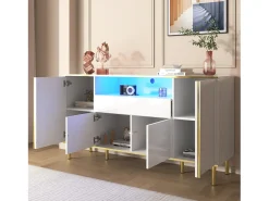 Aparador Blanco - Aparador con 1 cajón y 4 puertas - almacenaje abierto - para salón y comedor