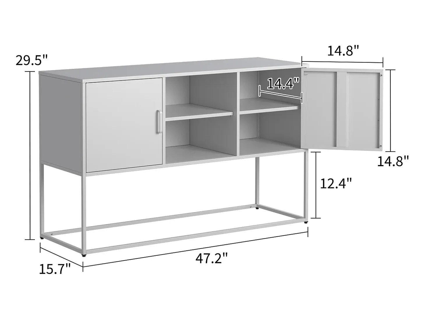 Aparador blanco - Aparador con 2 puertas y espacio de almacenaje abierto - para comedor y sala de estar