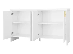 Aparador blanco - Aparador de 4 puertas con estantes ajustables - para sala de estar y comedor