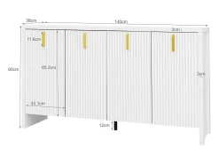 Aparador blanco - Aparador de 4 puertas con estantes ajustables - para sala de estar y comedor