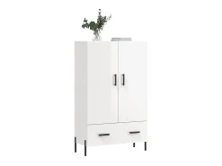 Aparador blanco alto brillo 69,5x31x115 cm madera de ingeniería