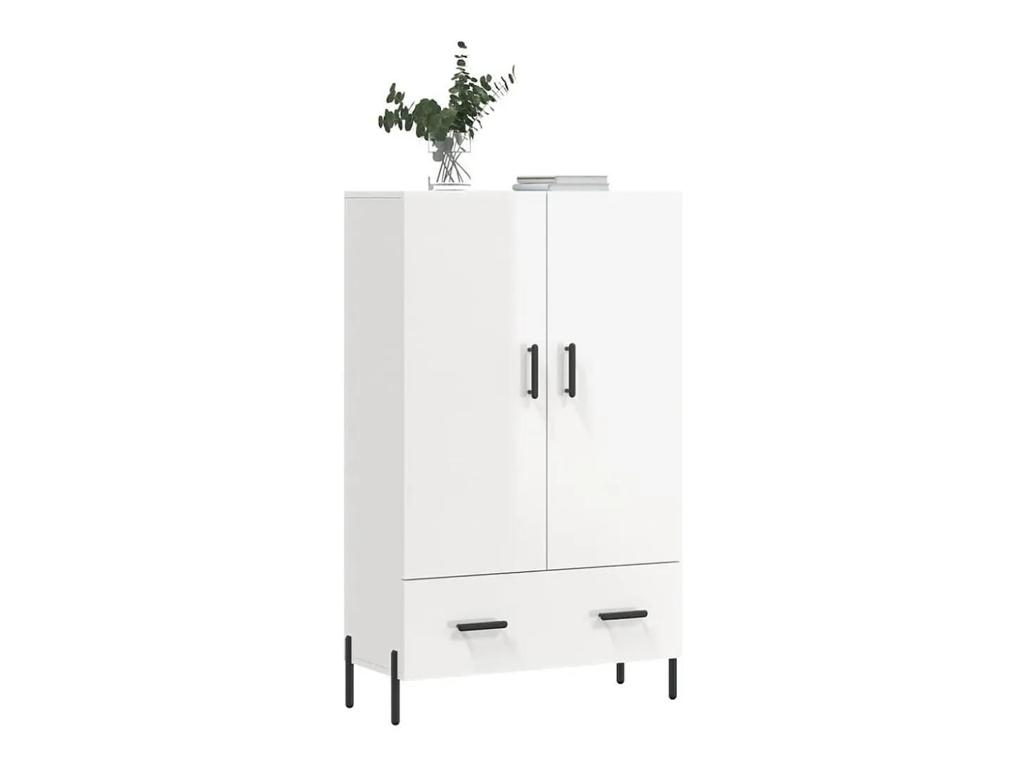 Aparador blanco alto brillo 69,5x31x115 cm madera de ingeniería