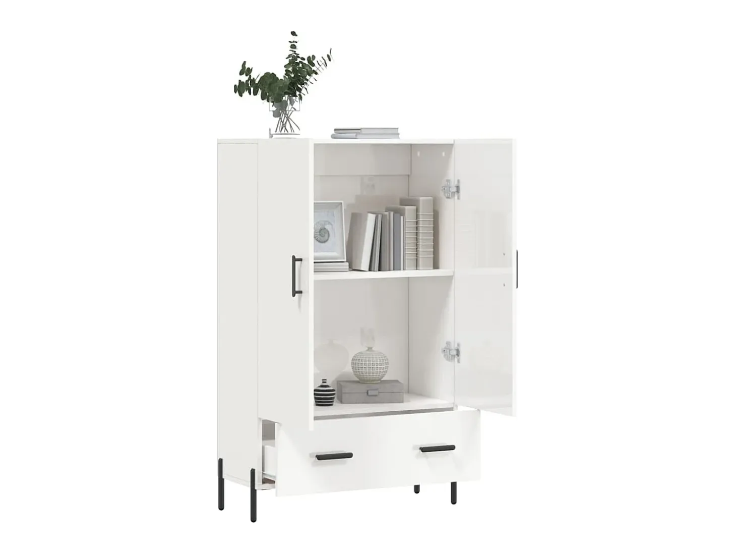 Aparador blanco alto brillo 69,5x31x115 cm madera de ingeniería