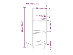 Aparador blanco alto brillo 34,5x32,5x90 cm madera de ingeniería