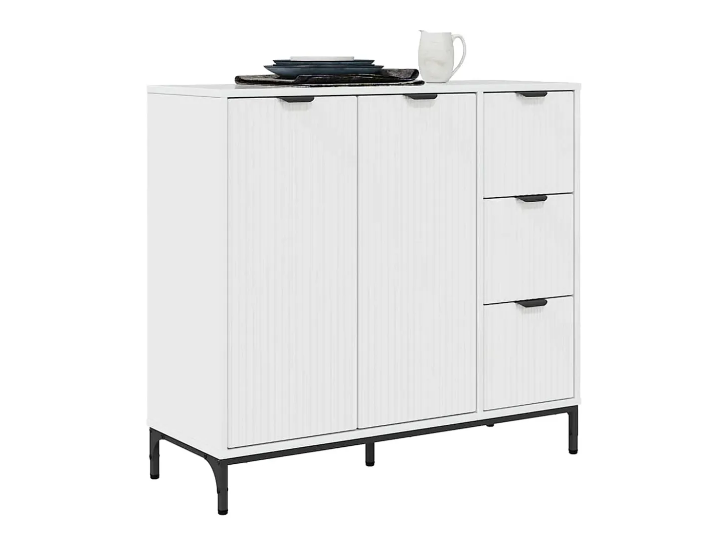 Aparador Blanco Brillante 89,5 x 33 x 82 cm Madera de Ingeniería