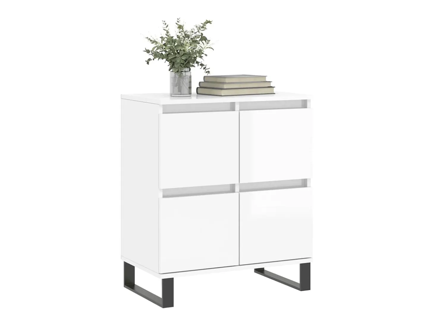 Aparador Blanco brillo 60x35x70 cm Madera de ingeniería