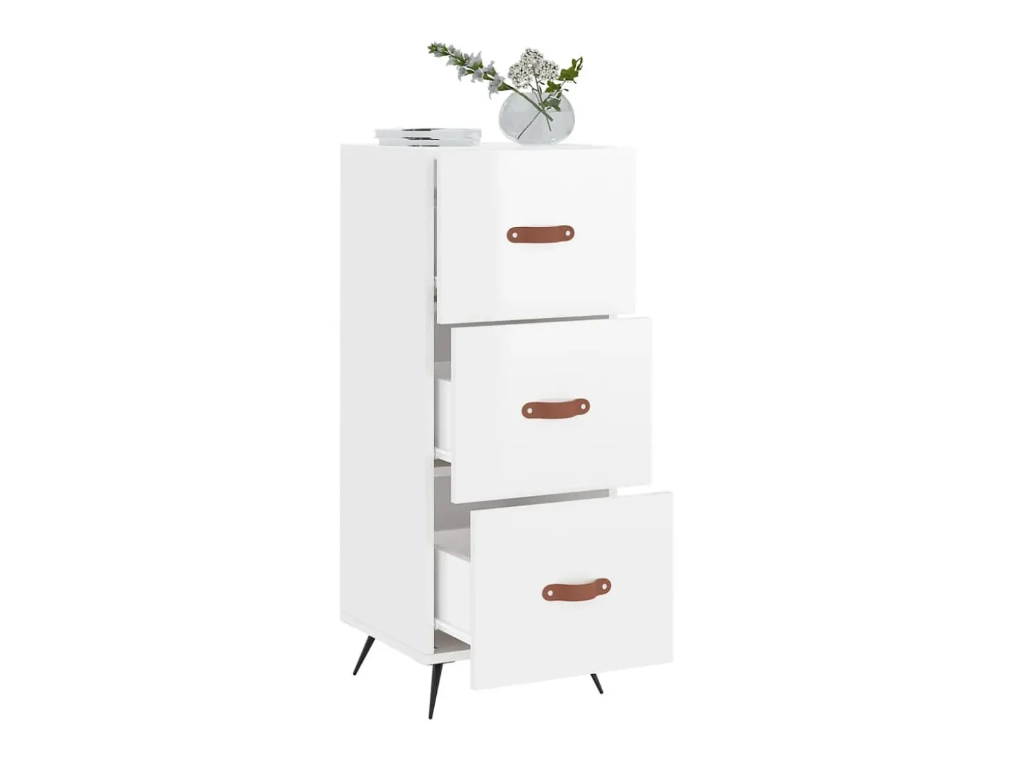 Aparador Blanco brillo 34,5x34x90 cm Madera de ingeniería