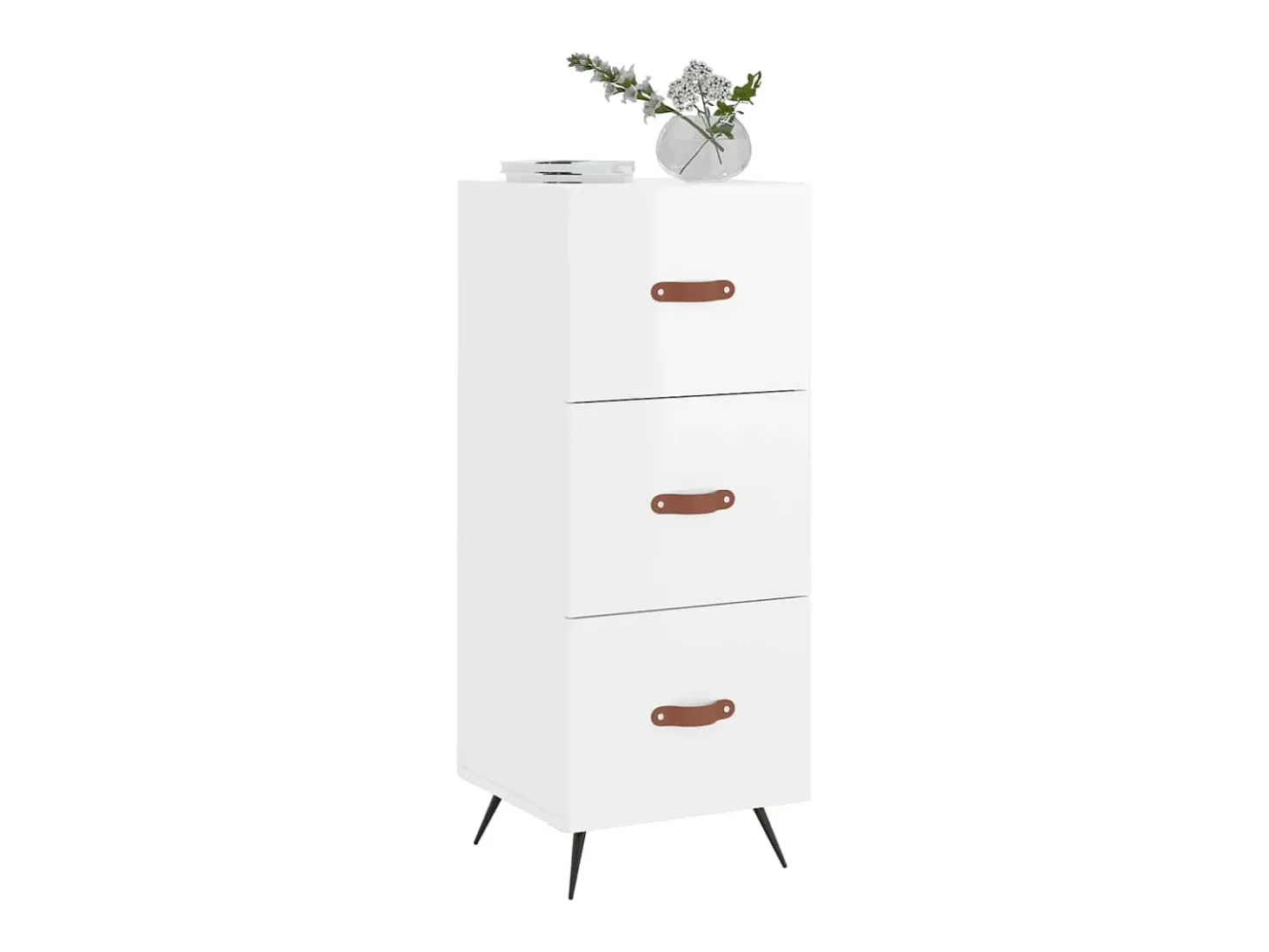 Aparador Blanco brillo 34,5x34x90 cm Madera de ingeniería