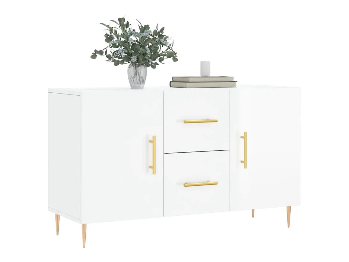 Aparador blanco brillo 100x36x60 cm madera de ingeniería