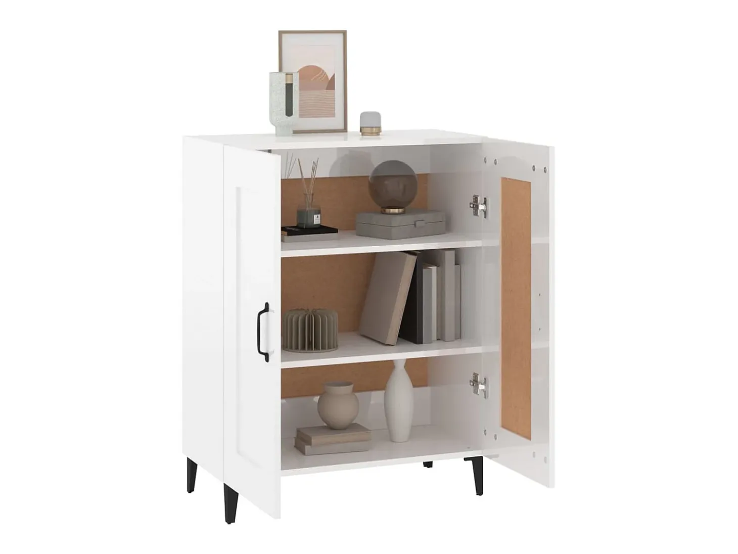 Aparador Blanco brillo 69,5x34x90 cm Madera de ingeniería