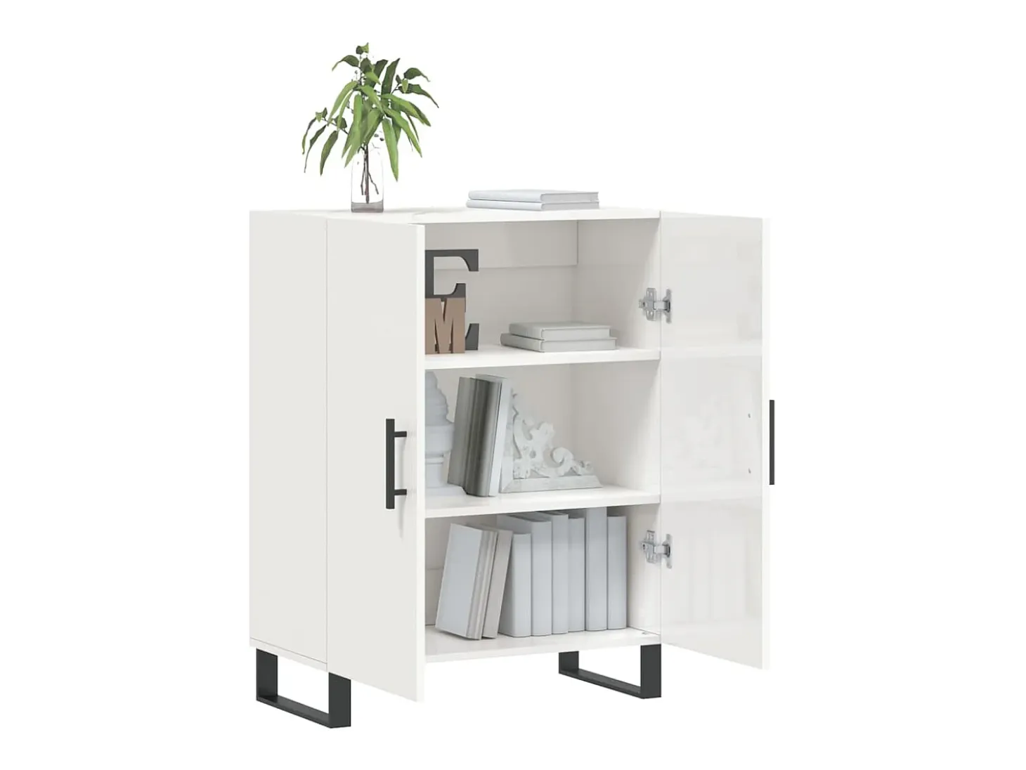 Aparador Blanco brillo 69,5x34x90 cm Madera de ingeniería