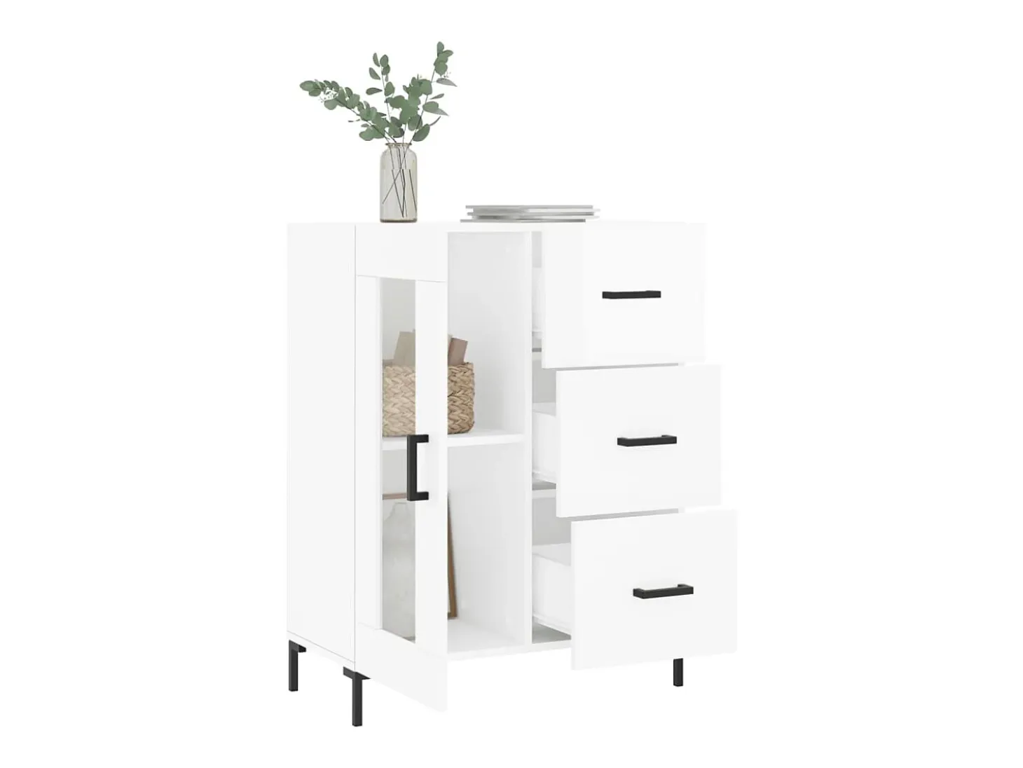 Aparador Blanco brillo 69,5x34x90 cm Madera de ingeniería