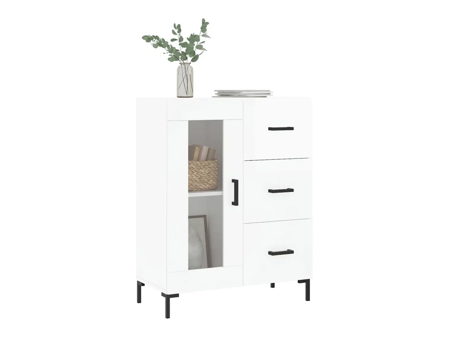 Aparador Blanco brillo 69,5x34x90 cm Madera de ingeniería